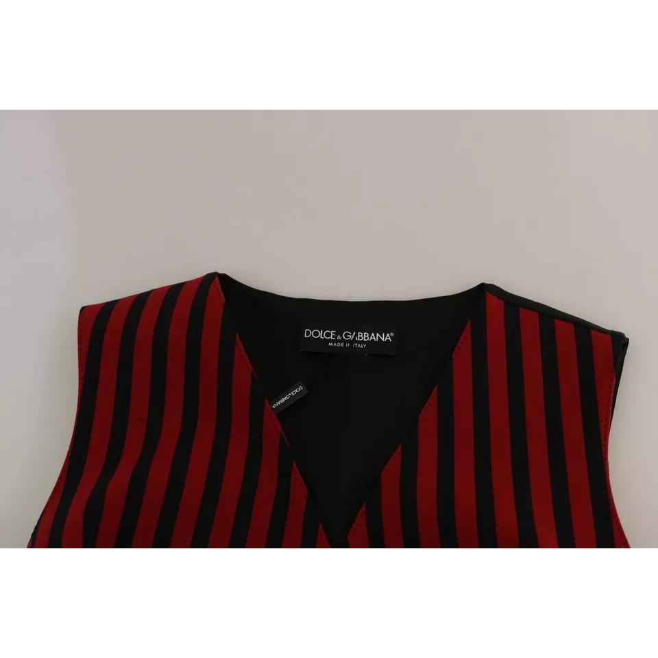Dolce & Gabbana Red Black Stripe Vest Waistcoat Blouse Top TSH3249-40