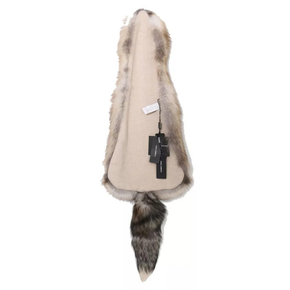 Dolce & Gabbana Brown Fox Tail Fur Shawl Neck Wrap Cover Collar Scarf SMY2220
