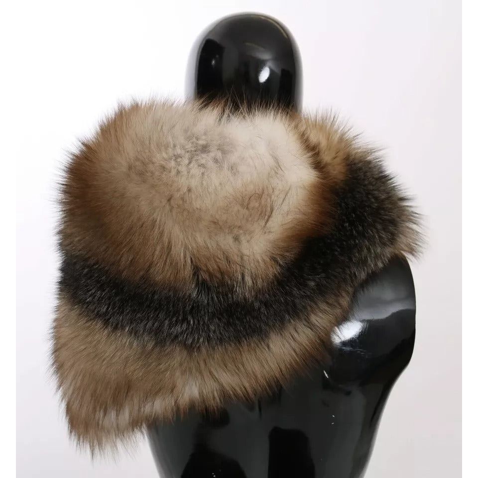 Dolce & Gabbana Brown Fox Tail Fur Shawl Neck Wrap Cover Collar Scarf SMY2220