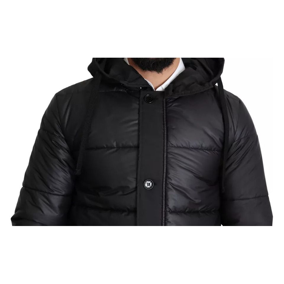 Dolce & Gabbana Black Hooded Polyester Men Coat Puffer Jacket JKT2763-44