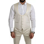 Dolce & Gabbana Beige Wool Crème 3 Piece SICILIA Shawl Suit KOS1801-44
