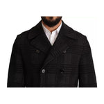 Dolce & Gabbana Black Trench Coat Check Wool Jacket JKT2922-48