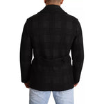 Dolce & Gabbana Black Trench Coat Check Wool Jacket JKT2922-48