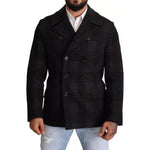 Dolce & Gabbana Black Trench Coat Check Wool Jacket JKT2922-48