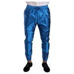 Dolce & Gabbana Blue Jacquard Silk Formal 2 Piece Set Suit KOS1867-48