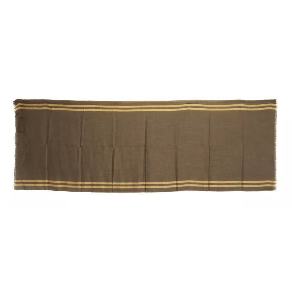 Dolce & Gabbana Green Striped Cashmere Wrap Fringes Scarf MS6020