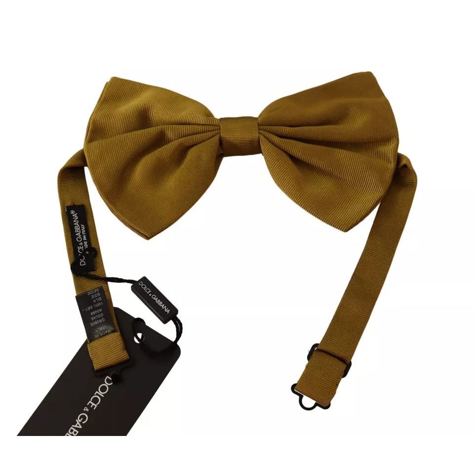 Dolce & Gabbana Yellow Mustard 100% Silk Butterfly Bow Tie Men FT3511