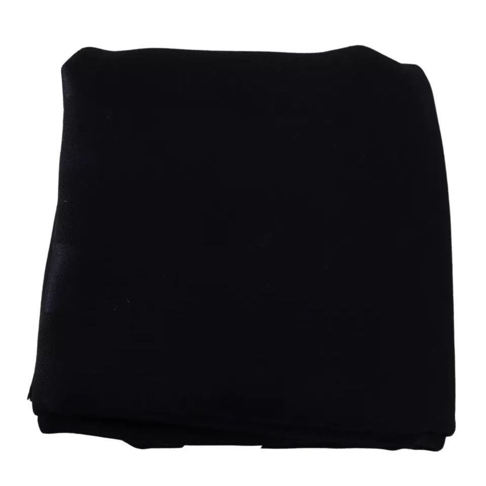 Dolce & Gabbana Black Solid Silk Wool Fringe Wrap Scarf MS6075