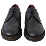 Dolce & Gabbana Black Leather Beige Derby Dress Shoes MV5133-40