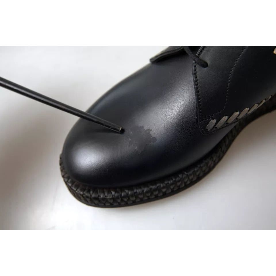 Dolce & Gabbana Black Leather Beige Derby Dress Shoes MV5133-40