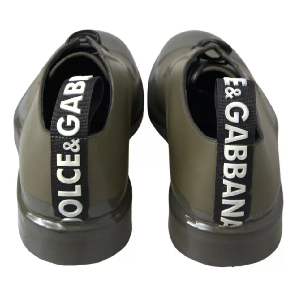 Dolce & Gabbana Green Leather Rubber Sole Dress Shoes