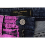 Dolce & Gabbana Purple Leopard Cotton Slim Fit Denim Jeans PAN74186-36