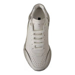 Dolce & Gabbana White Silver Leather Daymaster Sneakers Shoes