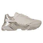 Dolce & Gabbana White Silver Leather Daymaster Sneakers Shoes