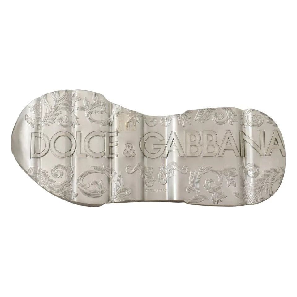 Dolce & Gabbana White Silver Leather Daymaster Sneakers Shoes