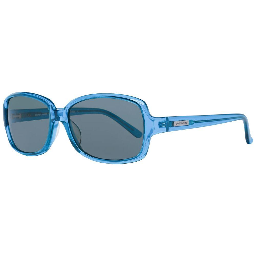 More & More blue plastic sunglasses for women; oval frame, gray lenses, 56/16/135mm. 100% UVA/UVB protection.