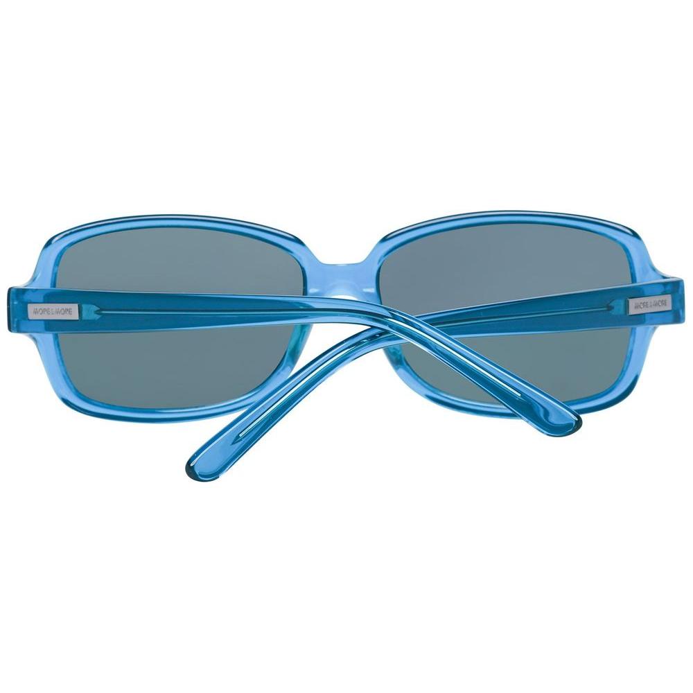 More & More blue plastic oval sunglasses MM54322 with gray lenses, UVA & UVB protection, lens size 56mm, bridge 16mm, temples 135mm.
