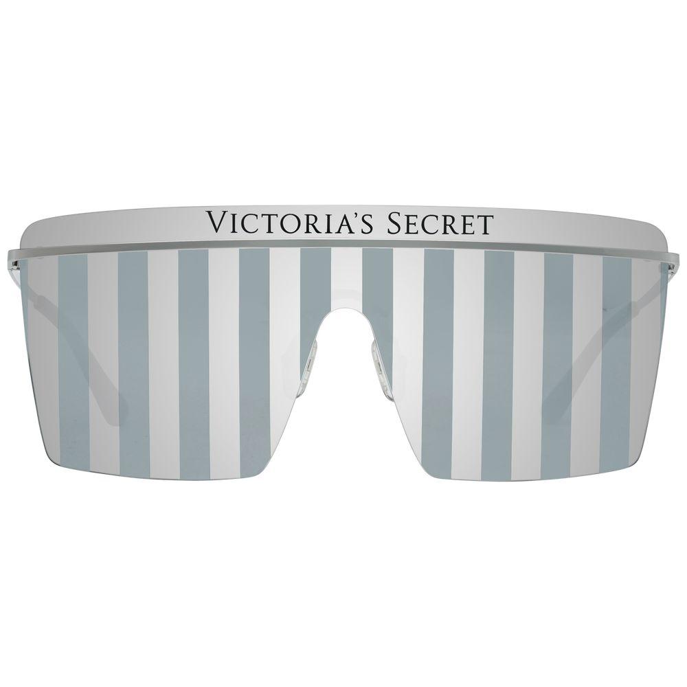Victoria's Secret silver metal sunglasses with gray mirrored lenses, model VS0003-0016C, featuring 65-14-140 mm dimensions.
