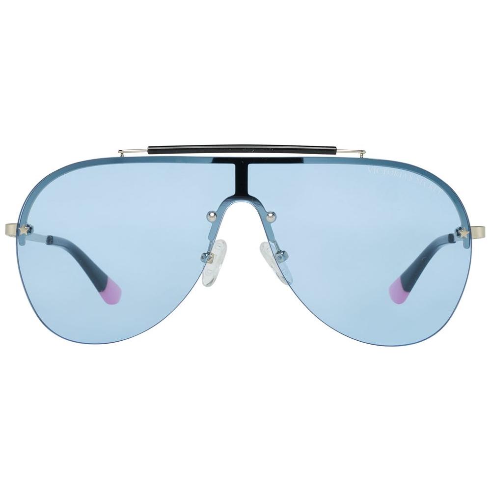 Victoria's Secret gold metal sunglasses with blue mono lens, UV protection, model VS0012-13428X with 60-21-135mm dimensions.