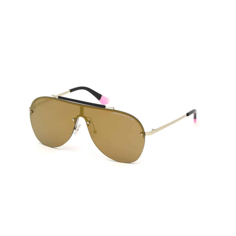 Victoria's Secret Rose Gold Metal Sunglasses with brown lenses, part of the iconic pilot collection, perfect for stylish protection.
