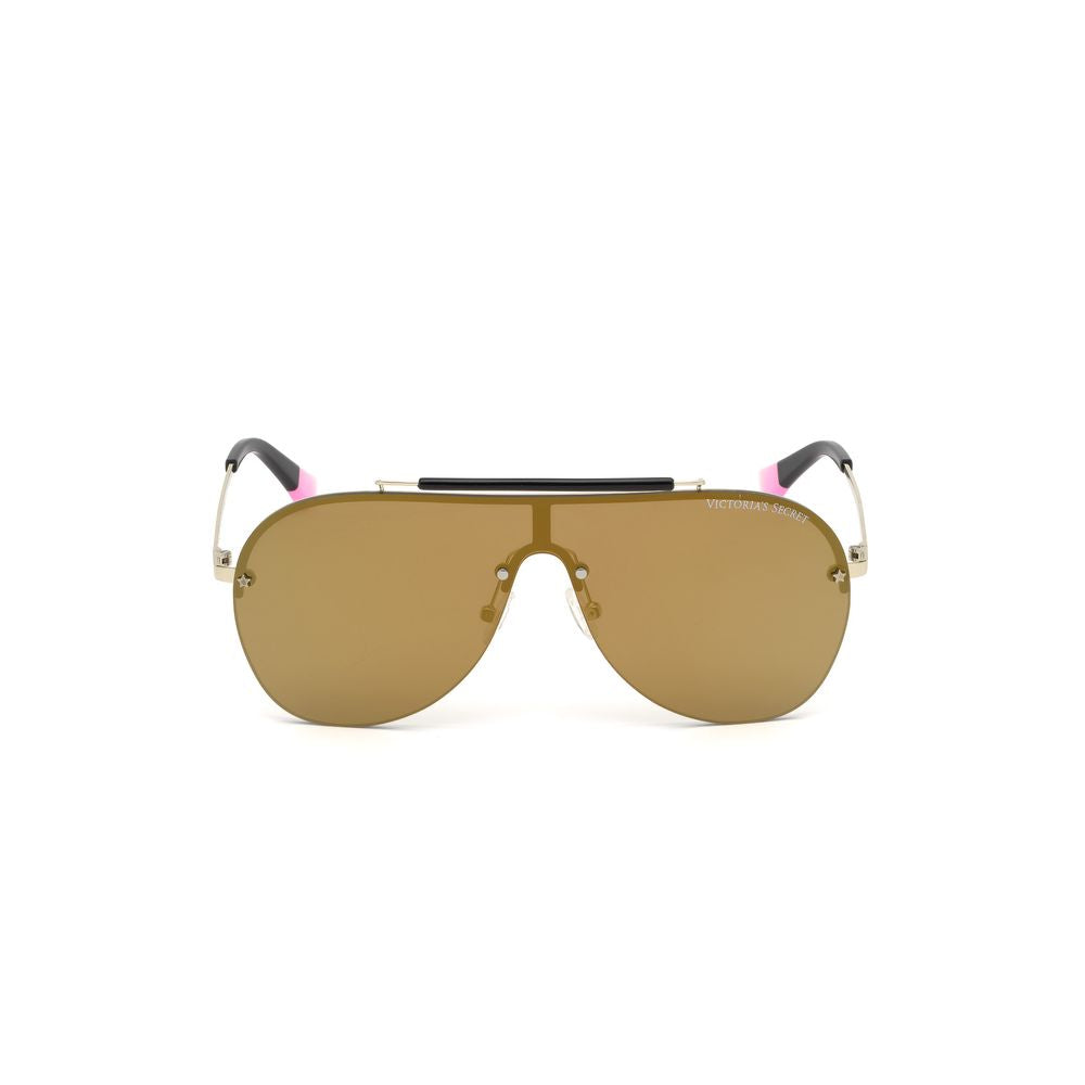 Victoria's Secret rose gold metal sunglasses with brown lenses, iconic pilot collection, pink gold color, style VS0012-28E.