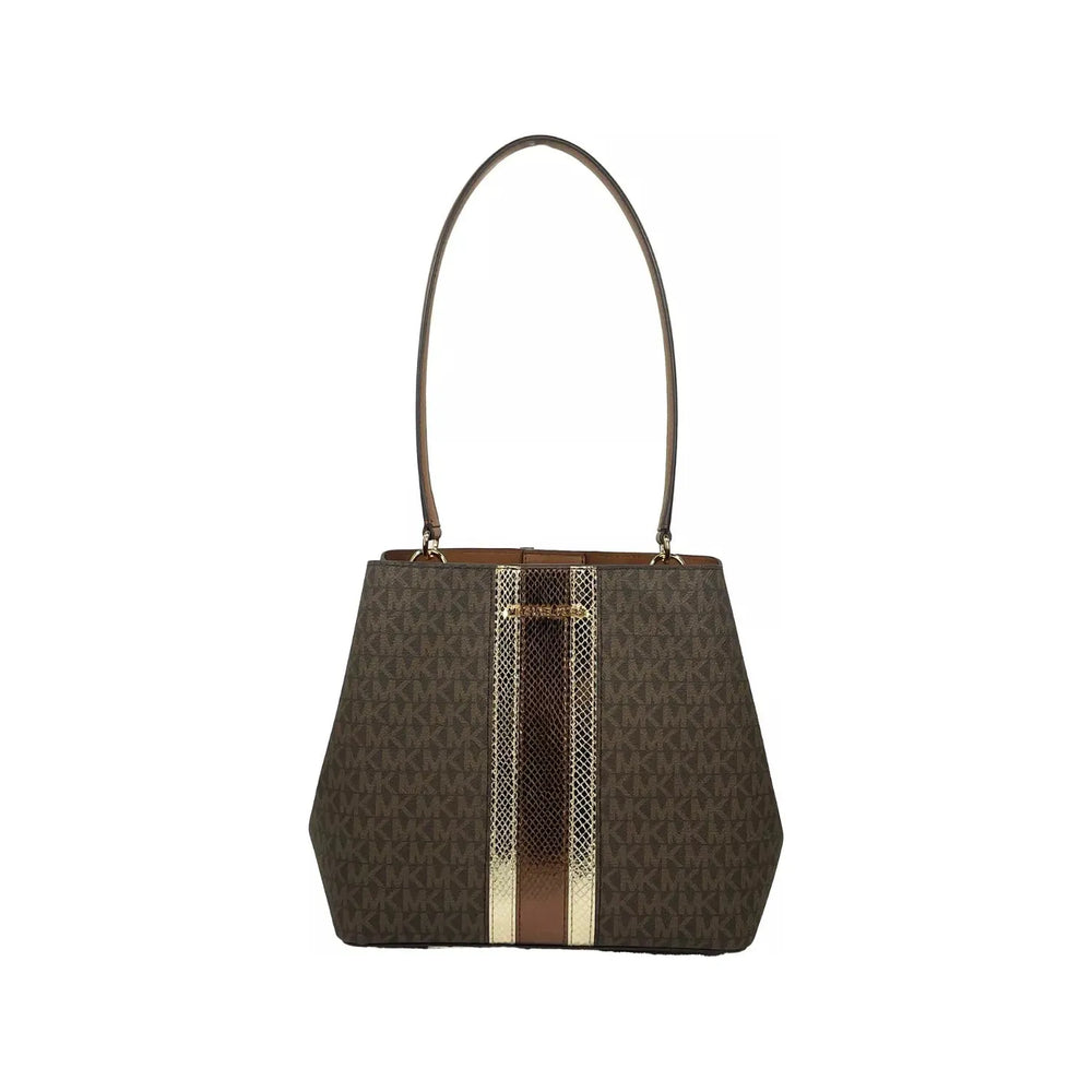 Michael Kors Medium Pratt Bucket Shoulder Bag Purse Brown 80638