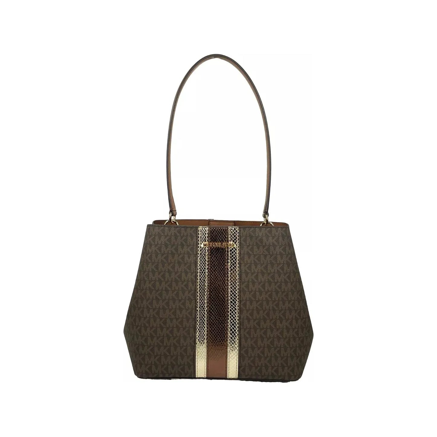 Michael Kors Medium Pratt Bucket Shoulder Bag Purse Brown 80638