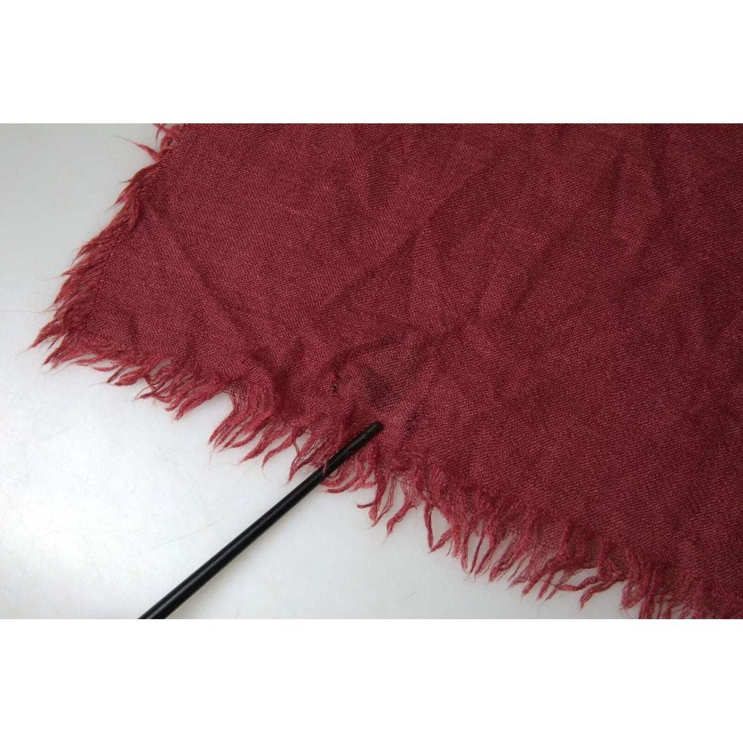 Dolce & Gabbana Maroon Cashmere Knit Wrap Shawl Fringe Scarf MS7061