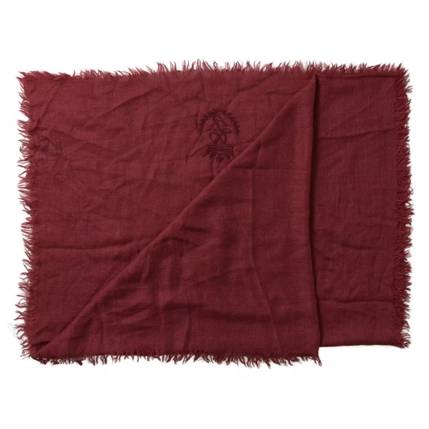 Dolce & Gabbana Maroon Cashmere Knit Wrap Shawl Fringe Scarf MS7061