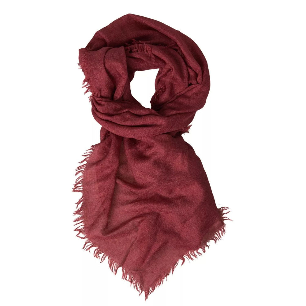 Dolce & Gabbana Maroon Cashmere Knit Wrap Shawl Fringe Scarf MS7061