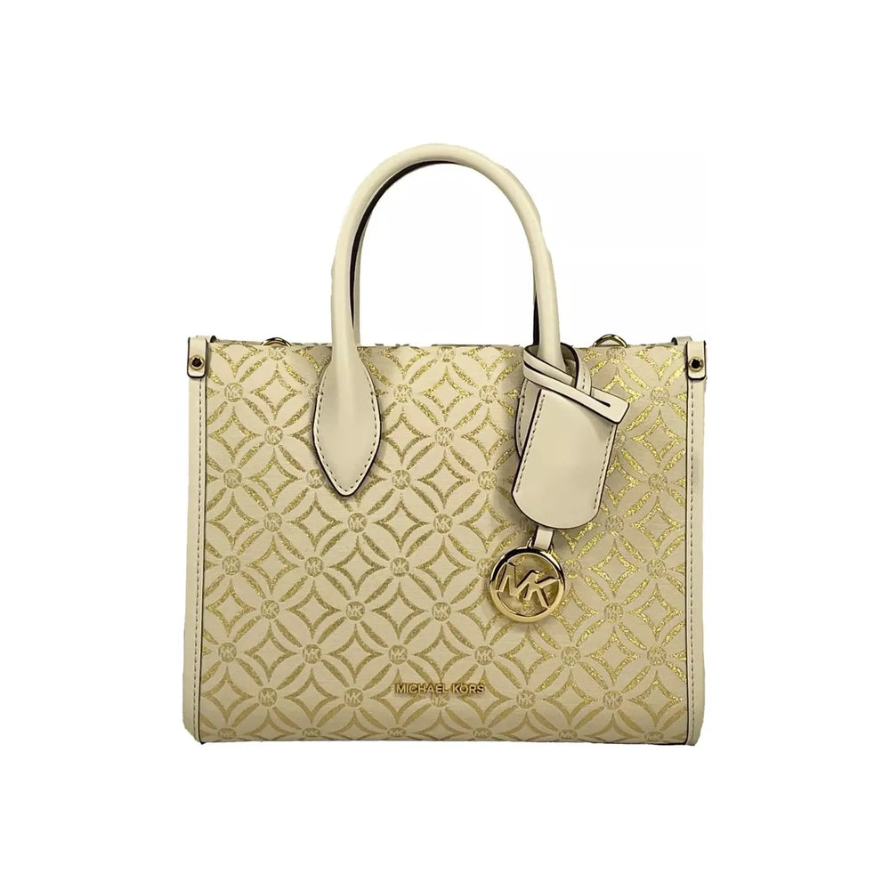 Michael Kors Mirella Small Top Zip Crossbody Tote Bag Creme 83547