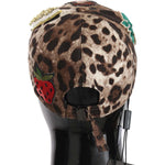 Dolce & Gabbana Brown Leopard Sequin Sicily Applique Baseball Hat HAT70141-56