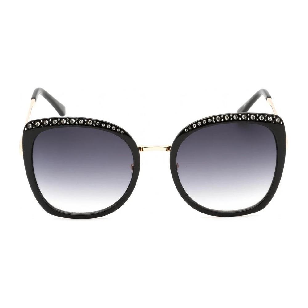 Alt Tag: Guess black metal sunglasses with grey gradient lenses, model GF0381-01B, featuring a stylish decor on the frame.