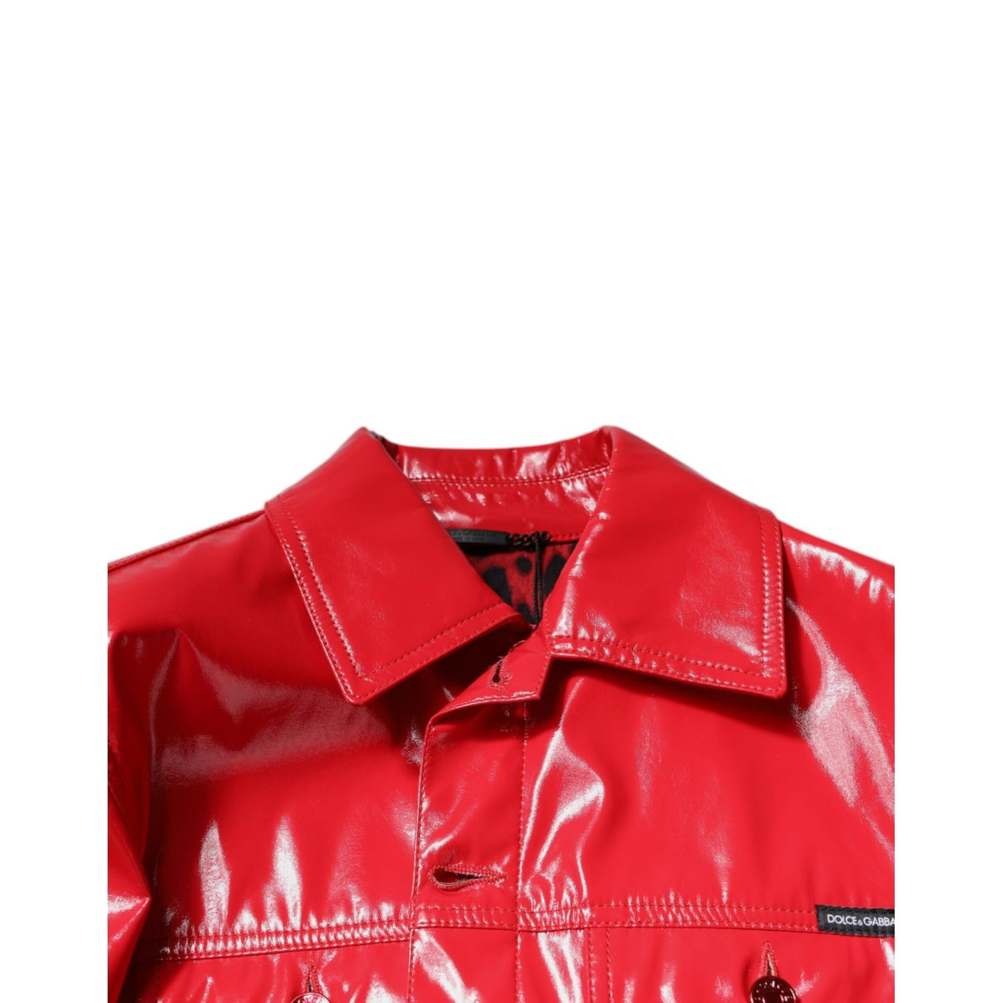 Dolce & Gabbana Red Polyester Button Down Collared Jacket JKT3875-48