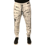 Dolce & Gabbana White Printed Cotton Jogger Sweatpants Pants PAN75668-44