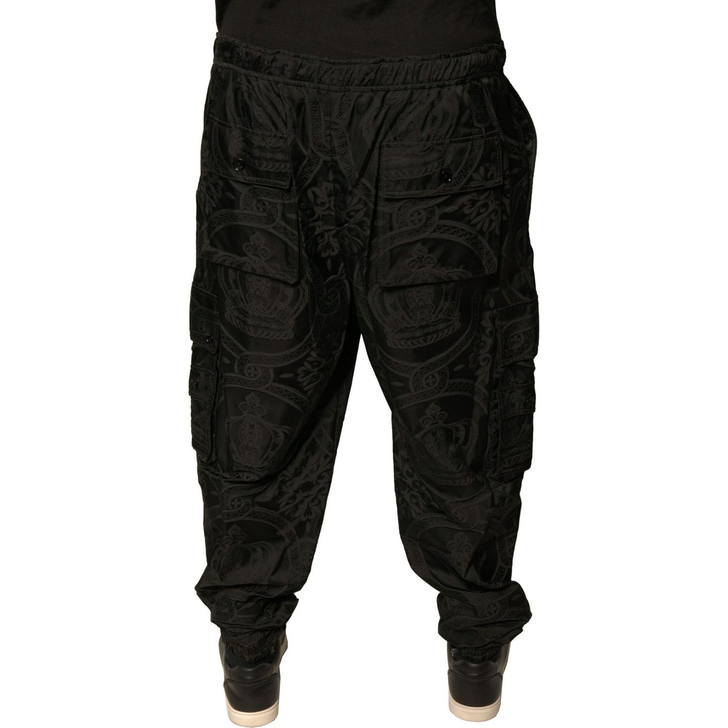 Dolce & Gabbana Black Crown Nylon Jogger Sweatpants Pants PAN75682-54