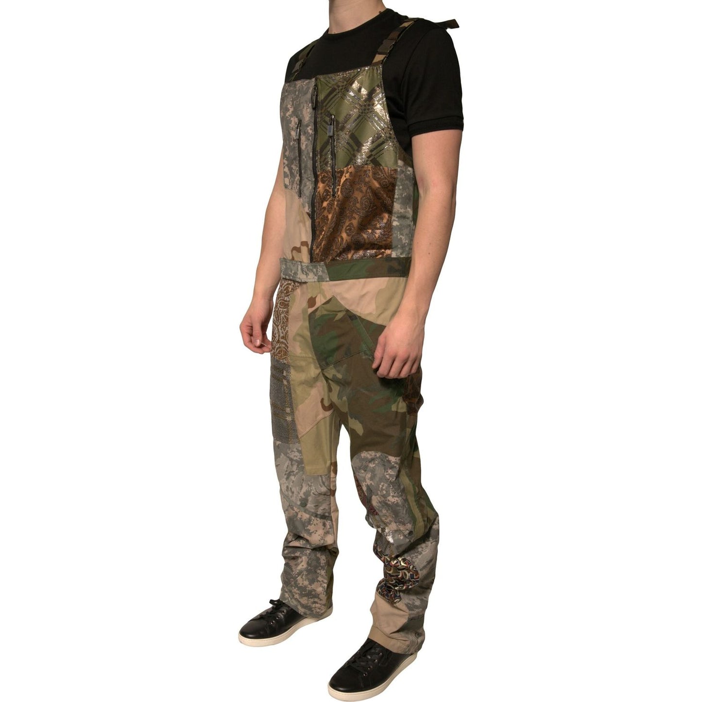 Dolce & Gabbana Multicolor Patchwork Camouflage Overall Pants PAN75701-52