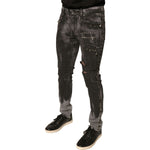 Dolce & Gabbana Gray Embellished Cotton Skinny Denim Jeans PAN75765-48