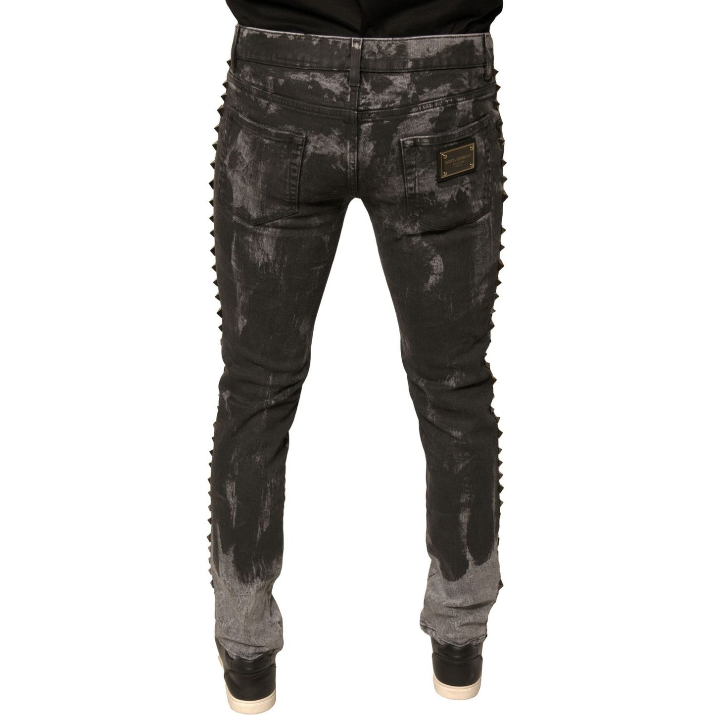 Dolce & Gabbana Gray Embellished Cotton Skinny Denim Jeans PAN75765-48