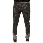 Dolce & Gabbana Gray Embellished Cotton Skinny Denim Jeans PAN75765-48