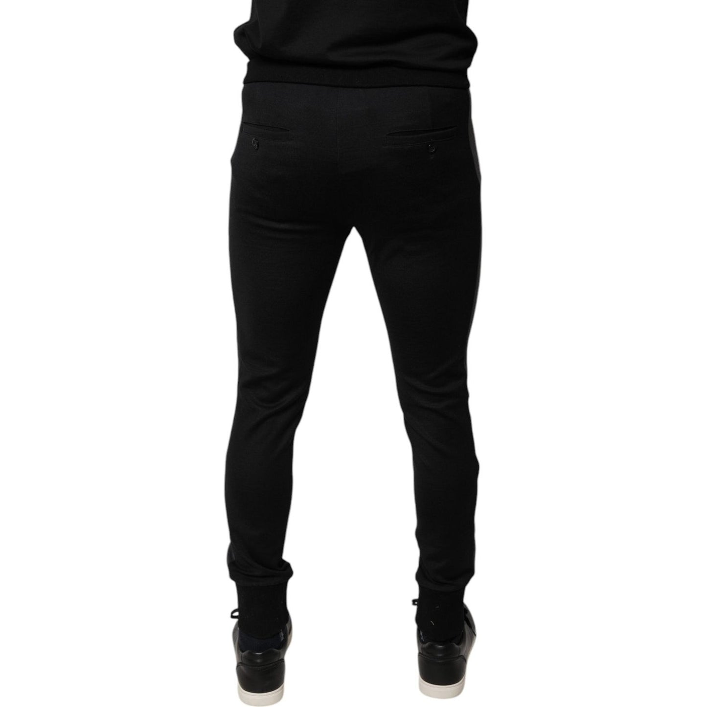 Dolce & Gabbana Black Horseshoe Embellished Wool Slim Fit Pants PAN75801-44