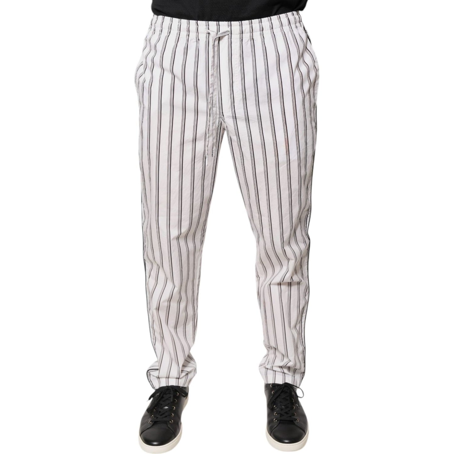Dolce & Gabbana White Stripes Cotton Skinny Dress Pants PAN75804-48