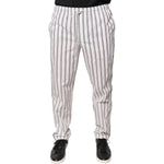 Dolce & Gabbana White Stripes Cotton Skinny Dress Pants PAN75804-48