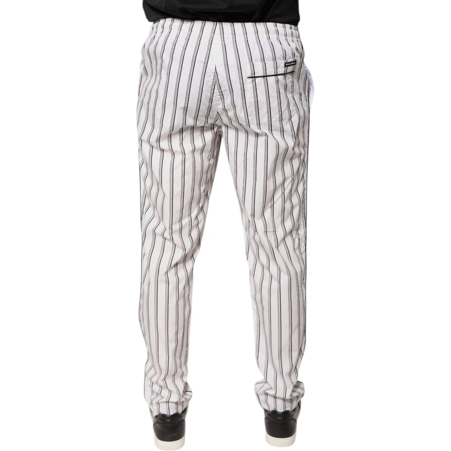 Dolce & Gabbana White Stripes Cotton Skinny Dress Pants PAN75804-48