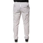 Dolce & Gabbana White Stripes Cotton Skinny Dress Pants PAN75804-48