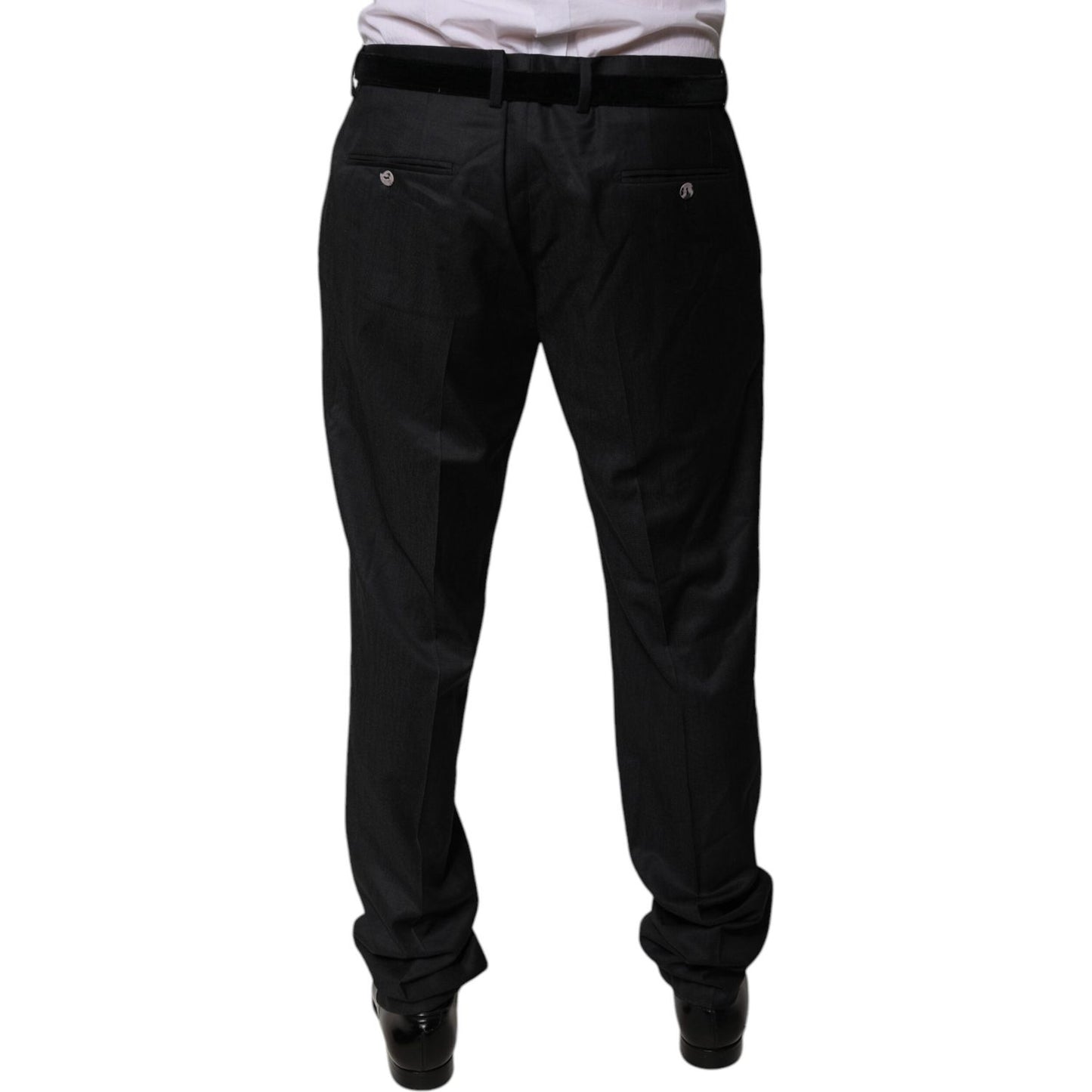 Dolce & Gabbana Black Wool Tapered Formal Dress Pants PAN75805-54
