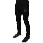 Dolce & Gabbana Black DG Crown Logo Cotton Skinny Denim Jeans PAN75818-48
