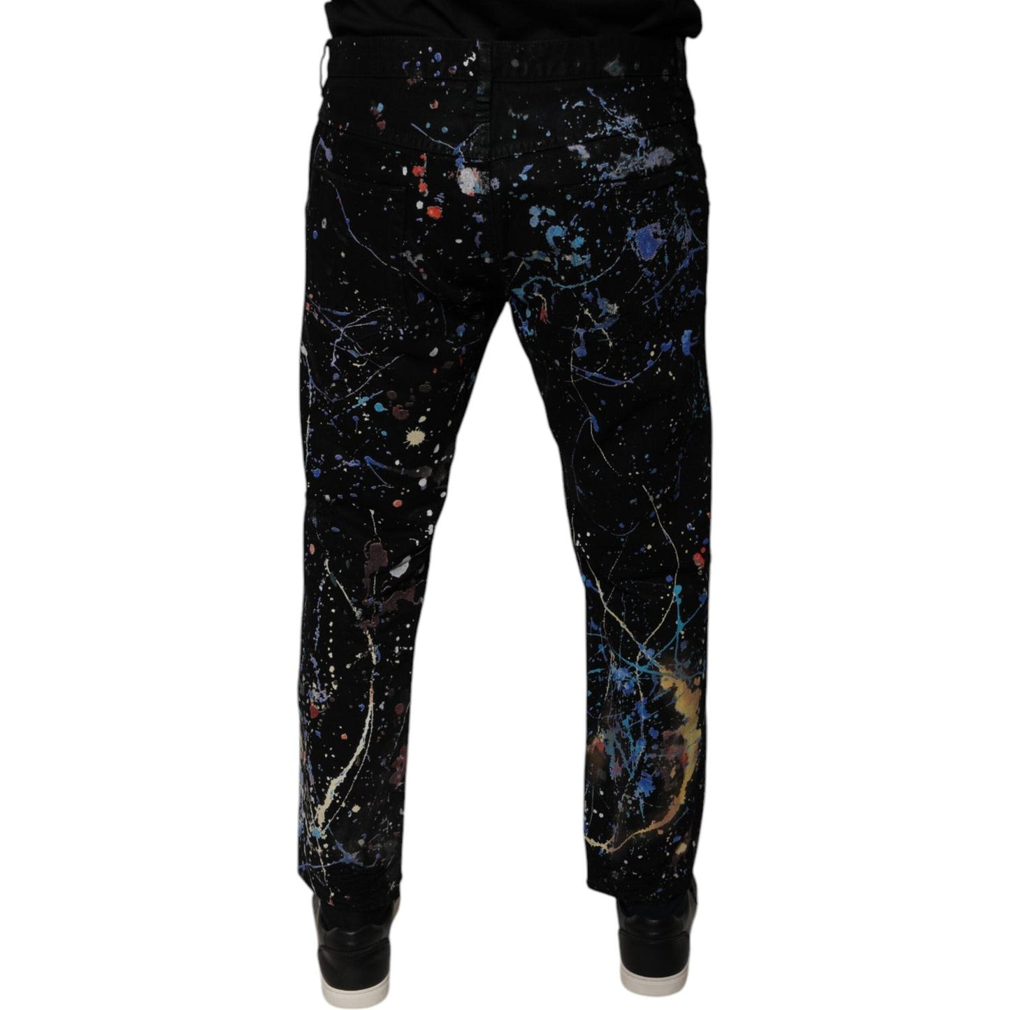 Dolce & Gabbana Black Color Splash Cotton Skinny Denim Jeans PAN75860-48