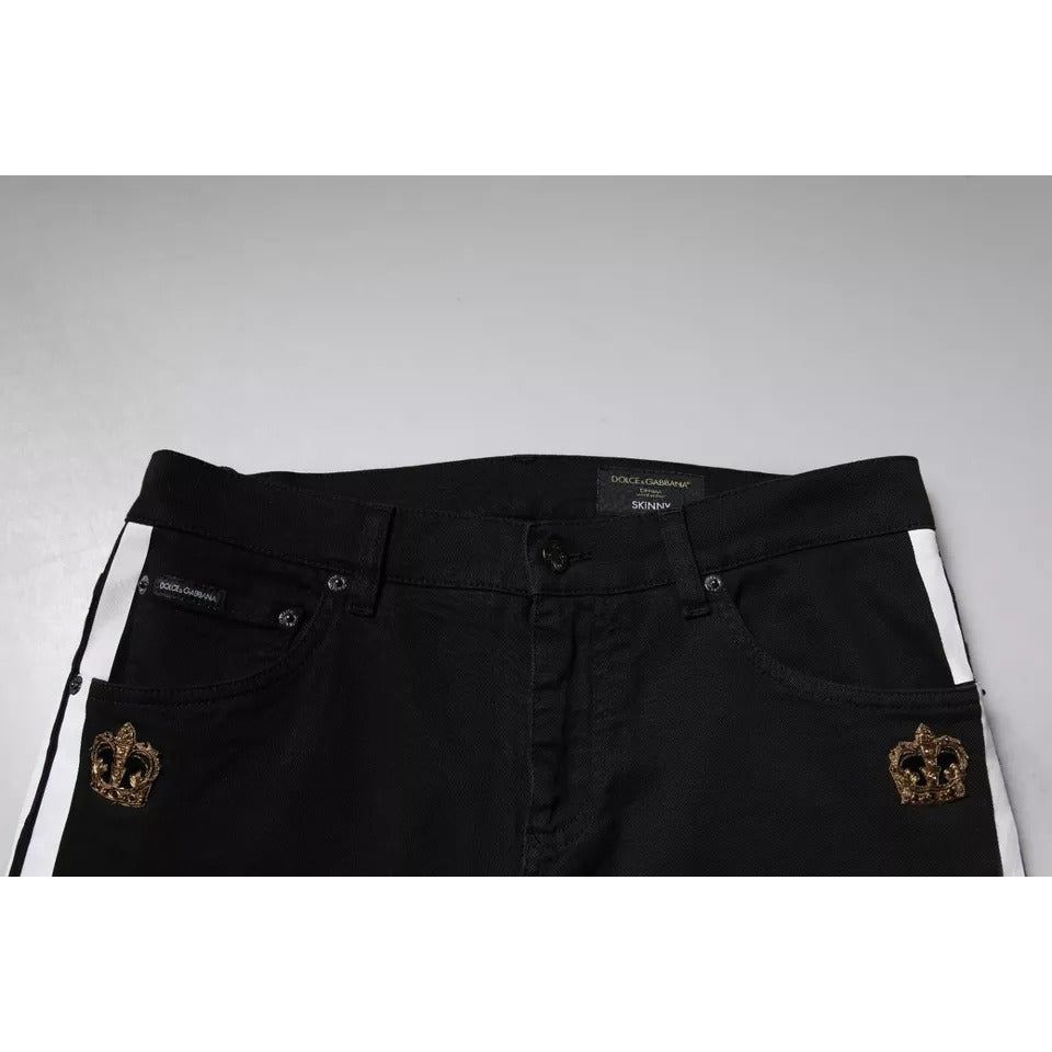 Dolce & Gabbana Black Crown White Lining Skinny Denim Jeans PAN75879-48
