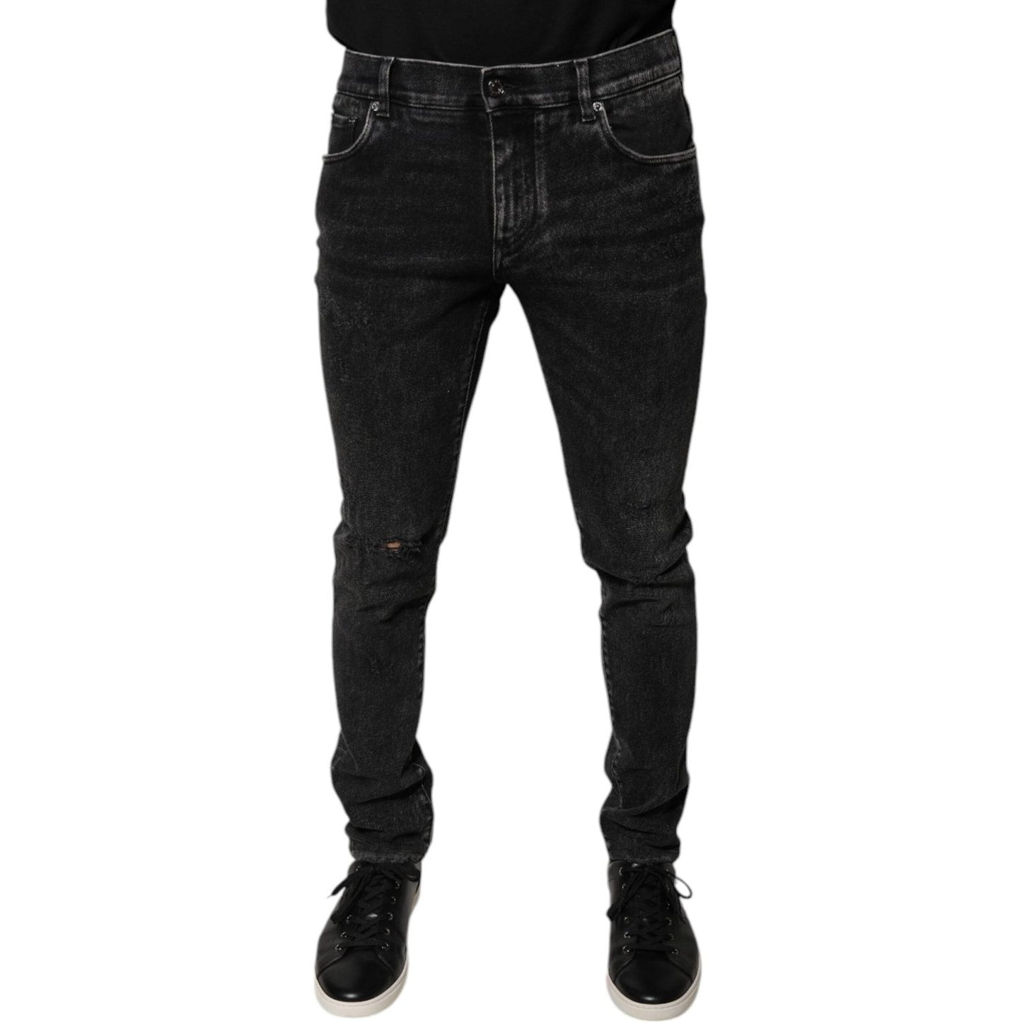 Dolce & Gabbana Black Cotton Stretch Skinny Men Denim Jeans PAN75883-50